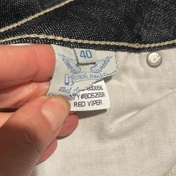 Men Robins Jeans Black Wash Red Viper Leather size 40 - Picture 10 of 10